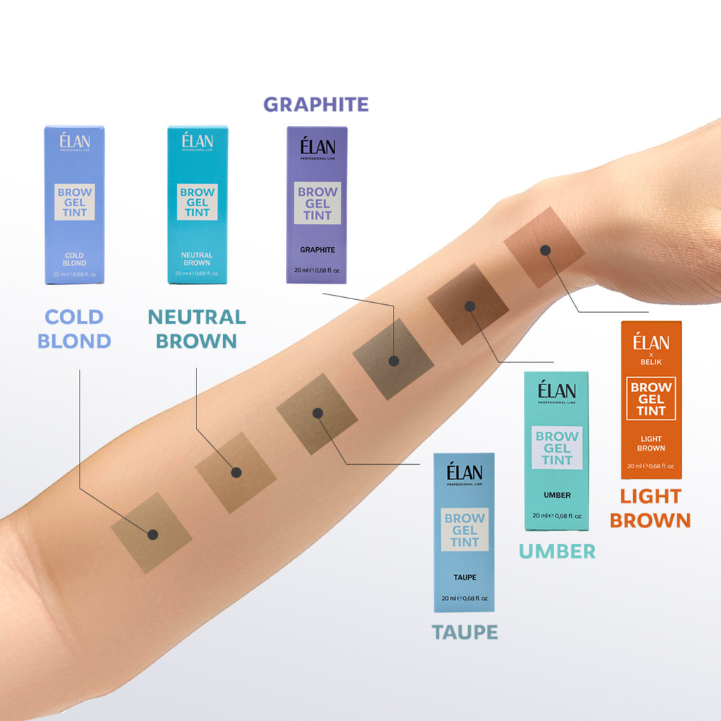 Elan Brow Gel Tint Swatches aller Farben