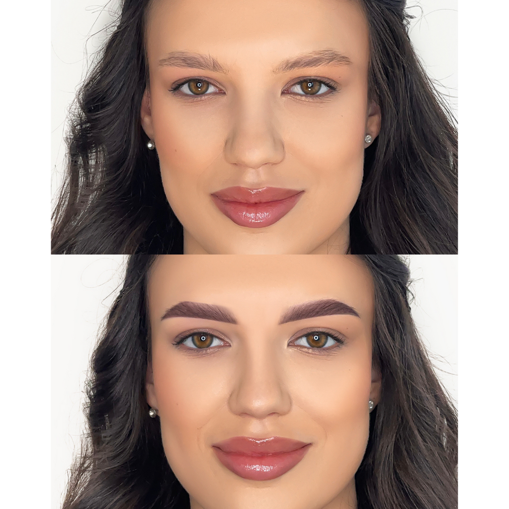elan deep brow tint choco before after